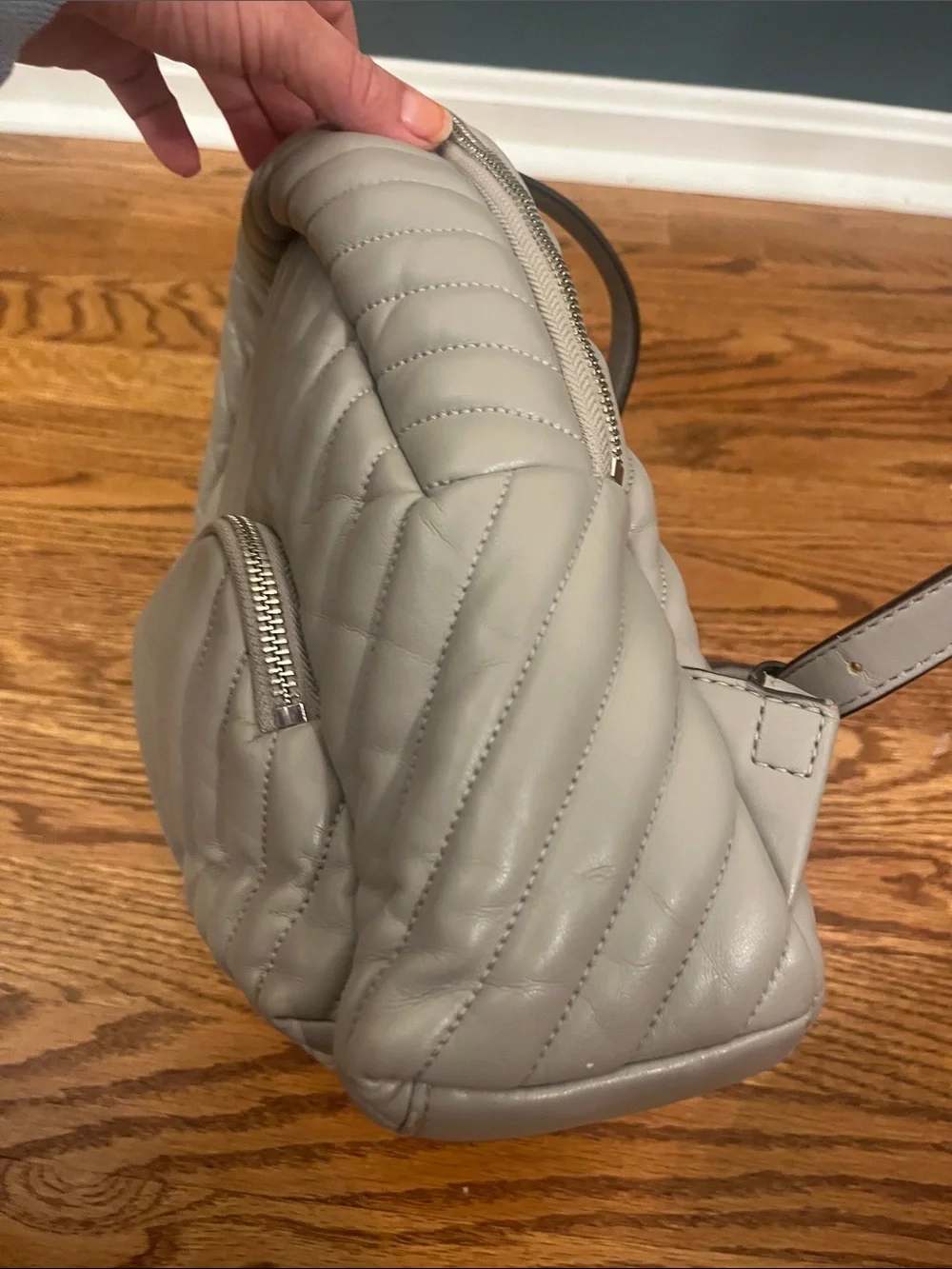 Michael Kors Gray Erin Medium Quilted Vegan Leather Backpack